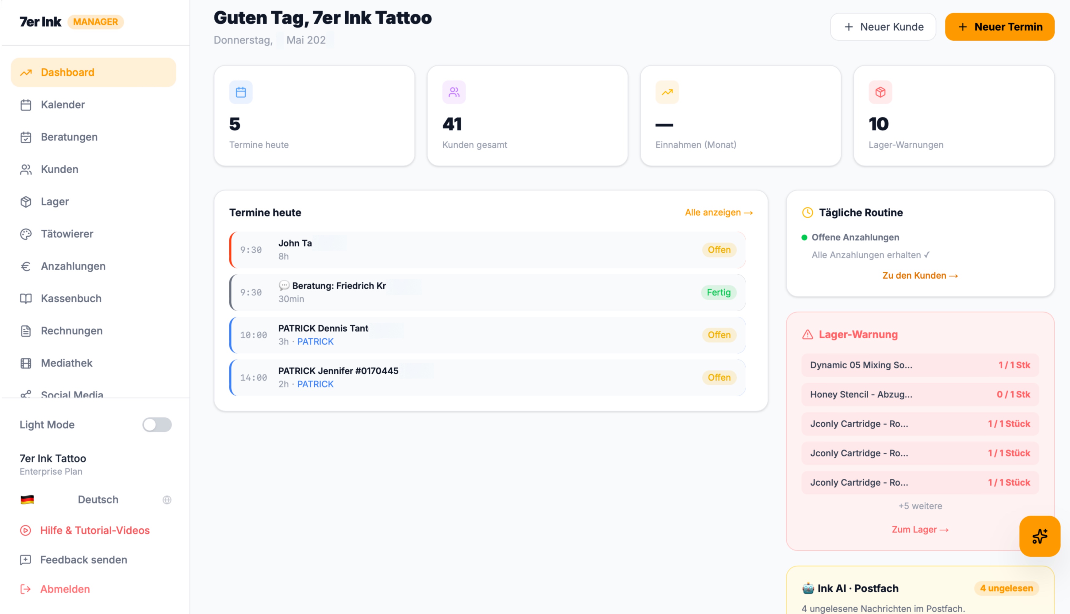 7er Ink Manager Dashboard